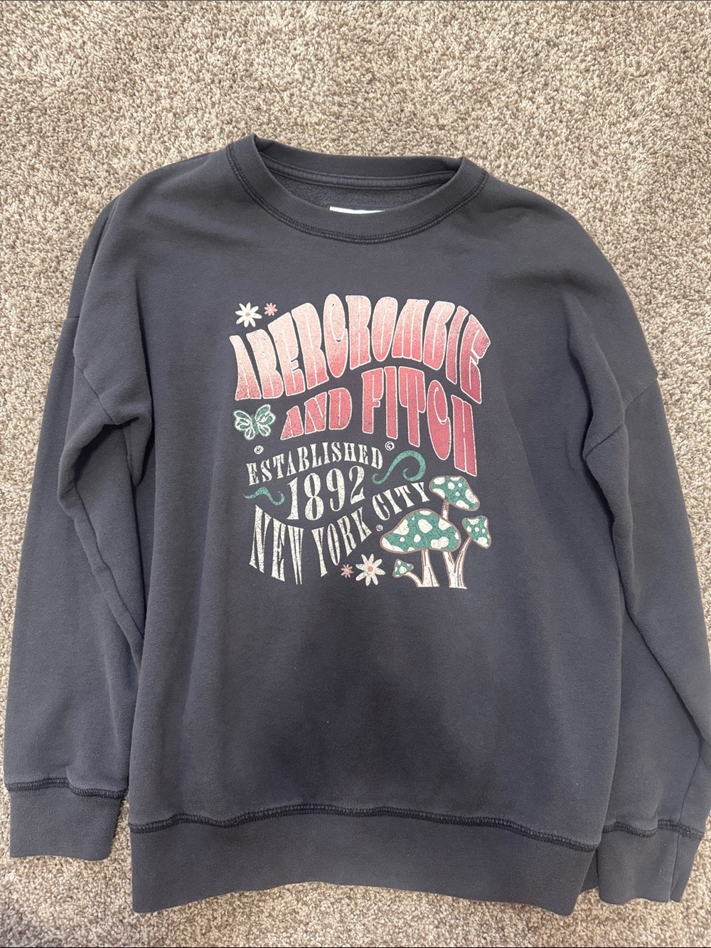 Abercrombie & Fitch Black Sweatshirt with Pink & Green Graphic